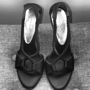 Valerie Stevens Satin Open-Toe Pumps